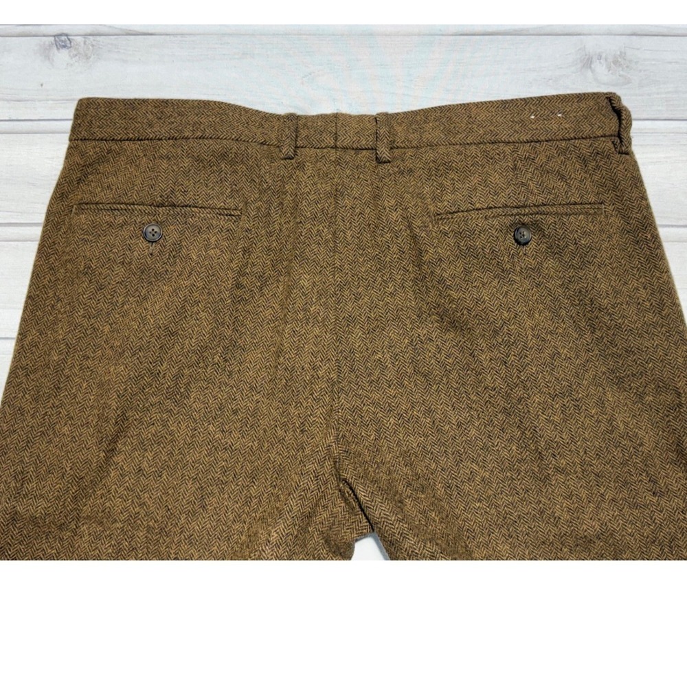 J.Crew Slim Bedford Pants Mens 36x28 Brown Herringbone Wool Blend Tweed Trousers